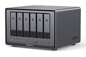 UGREEN NASync DXP6800 Plus NAS Desktop a 6 Alloggiamenti, Intel i3‑1215U 6‑Core, 8GB DDR5 RAM, SSD 128GB, 2.5GbE & 10GbE LAN, 2 Slot M.2 NVMe, HDMI 4K, Network Attached Storage (senza dischi)
