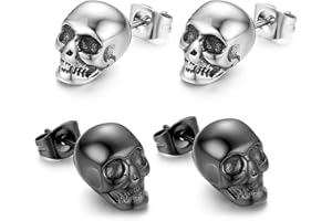 Zeayebsr Skull ear piercing men's earrings skull stud earrings stainless steel hip hop punk jazz ear jewellery for men