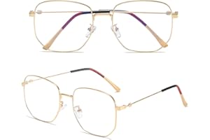Cleoxyge Blaulichtfilter Brille Ohne Sehstärke für Damen-Herren,Metallrahmen Anti Blaulicht UV400-Schutz PC Gaming Mit Brillenetuis und Brillenputztuch Fake Brille
