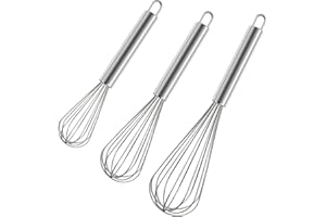 ‎POLLY ONLINE Edelstahl-Schneebesen-Set, 3er-Pack Ballon-Schneebesen zum Kochen, Verquirlen, Mischen (8",10",12")