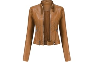 WHZXYDN Veste Courte en Cuir pour Femmes, Printemps Et Automne, Veste à Col Montant, Taille EuropéEnne