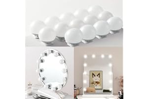 QTUIE Luci da Specchio 14 LED per Trucco - 3 Colori Make Up Bulbi Lampadina di Hollywood Regolabili - Lampada per Specchio Cosmetico (14)