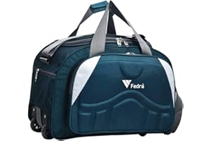 FEDRA Epoch Nylon 55 litres Waterproof Strolley Duffle Bag- 2 Wheels - Luggage Bag - (Green White)