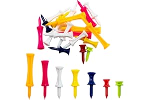EASYKEENECOM Golf Tees Plastic, 70 Pcs Mixed Sizes Castle Golf Tees,Golf Tees Plastic in Multiple Colors(5mm, 32mm, 39mm, 45mm, 51mm, 59mm, 70mm)