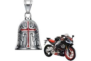 LHLWCCP Clochette Moto Porte-Bonheur, Guardian Bell Acier Inoxydable Argent, Bell Guardian Bell ou Porte-clés, Ride Porte-Bonheur BELL, Angel Biker Guardian Gremlin Bell, Moto Cyclisme, Vélos