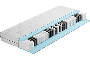 BMM Materasso Ortho Medic 140x200 cm con molle insacchettate, grado di rigidità H4 extra rigido/certificato Öko-Tex/materasso ergonomico a 7 zone, altezza 21 cm/materassi prodotti in Germania