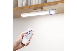 SOAIY 34cm Luce LED Sottopensile Con Telecomando Timer 15/30/60minuti,Luce Armadio Wireless,3 Colori Luminosità Regolabile Luce Tattile Ricaricabile 2800mAh 80°Rotabile da Armadio,Cucina Mensola