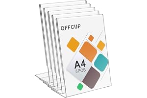 OFFCUP Akryldisplaystativ, 5 st akrylbordsstativ, A4 Perspex visningsstativ, T-stativ, dubbelsidig vertikal menykorthållare f