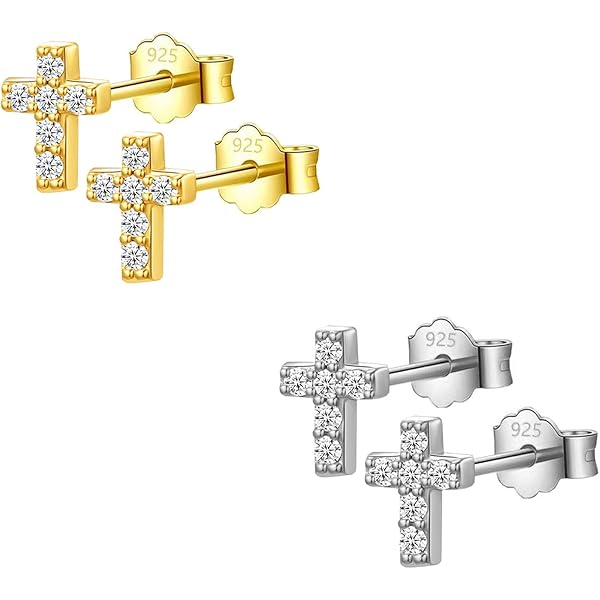 Boucles D'oreilles Femme Sofia Milani - Argent 925 Plaqué Rhodium, Motif Croix, Hypoallergénique, Livrées Avec Boîte Cadeau
