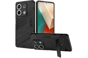GOKEN Funda para Xiaomi Redmi Note 13 5G - Carcasa Antigolpes de Silicona Suave y PC Duro, Soporte Plegable, Cover Armor con Protección Superior, Case, Negro