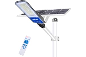 LEDMO 400W Farola Exterior Solar Con Panel Solar,Farola Solar 400W 6500K Luz Blanca Fria,Farola Solar LED Impermeable IP65 Con 3.2V / 48000mAh, 180LED, Control Remoto, Varilla de soporte