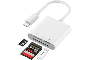 Vonxite SD Card Reader for iPhone, 3 in 1 SD Card Reader Adapter SD/TF Card Reader Simultaneous Charging & Card Reading Camera Card Viewer Plug and Play Memory Card Reader for iPhone 14/13/12/11/iPad
