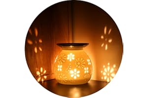 Ecooe Lámpara de aceites Esenciales para aromaterapia cerámica Quemador de Incienso Blanco