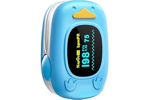 HealthTree Monitor Portatile della Saturazione dell'Ossigeno nel Sangue da Dito, Pulsossimetro Pediatrico con Display OLED, Adatto per Neonati e Bambini
