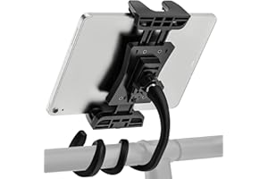 JUBOR Gooseneck Tablet Holder for Treadmill/ Spin Bike, Universal Flexible Phone Holder Stand for Stroller, Shopping, Wheelchair, Boat, Bed, Car, Mic Stand, Compatible with 4.7-12.9" Tablets and Cellphone.