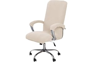 DAELESR Coprisedia Ufficio Elasticizzato Split, Fodere Coprisedia da Computer Universale, Coprisedili Rimovibile Girevoli Lavabili, Rivestimento per Sedia da Gioco, Copertura per Sedia Rotante (beige)