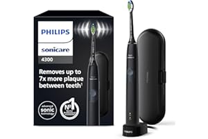 ‎PHILIPS Philips Sonicare ProtectiveClean 4300 elektrische Zahnbürste, Schallzahnbürste mit zwei Intensitätsstufen, Drucksensor und Timer, Schwarz, Modell HX6800/87