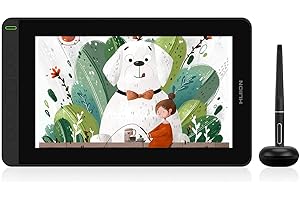 HUION Kamvas 12 Tavoletta Grafica con Schermo, Schermo Protettivo AG Completamente Laminato con Supporto Regolabile, PW517 con Funzione Inclinazione, Tavola da Disegno per l'Home Office e l'E-Learning