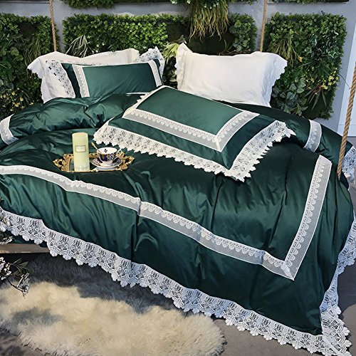 Four-piece set simple pure color lace lace bedding home 1.5m 1.8m full quilt sleeve embroidery-A 200x230cm(79x91inch)