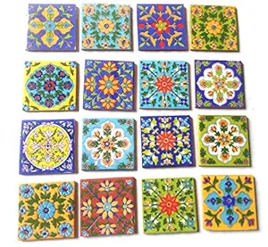 SHIV KRIPA Ceramic Decorative Mosaic Tile Pack of 16 (3 X 3 inch, Multicolour)