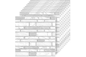 ACBAGI Self Adhesive Wall Tiles Stickers for Kitchen and Bathroom Stick on Tiles Peel and Stick Backsplash Tile Stickers (Gray, 10PCS 12Inch*12Inch)