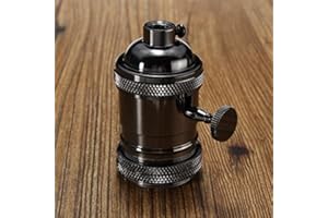 MASUNN E26/E27 Retro Vintage Edison Lampadina Industriale Portalampada con Interruttore-Nero