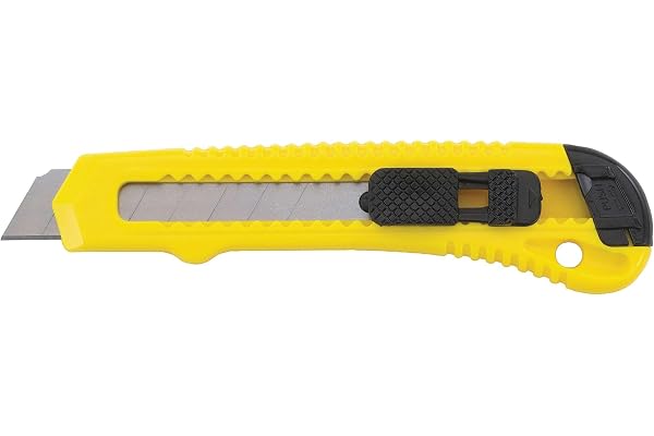 STANLEY 10-143-S Basic Snap-Off Blade Knife - 18 mm (0.7 in.), Retractable Cutter, Multipurpose Tool for Light-Duty Cutting & Trimming, Yellow & Black