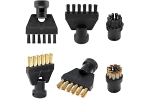 QUVBKZ 6 stück Bürste Dampfreiniger für Kärcher, 2 Rundbürstenset und 4 Flacher Bürstenkopf, Nylon und Messing Bürstenkopf Kärcher Dampfreiniger Zubehör, für Reinigung und Hygiene