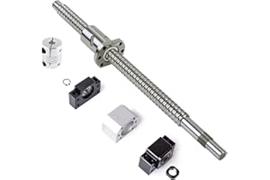 GOOEQUIP SFU2005 - Husillo circular (600 mm, acero inoxidable, husillo circular con soporte BK15/BF15, carcasa de tuerca DSG20H y juego de embrague, piezas CNC)