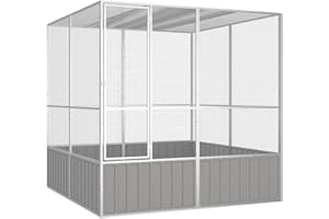 Hommdiy Vogelkäfig Grau 213.5x217.5x211.5 cm Verzinkter Stahl
