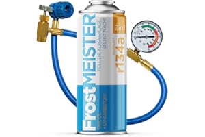 FrostMEISTER 2in1 – Auto-Klimaanlagen-Nachfüllset 400 ml inkl. Manometer-Schlauch für R134a (1995–2016) – Schnelle, Einfache & Sichere Anwendung
