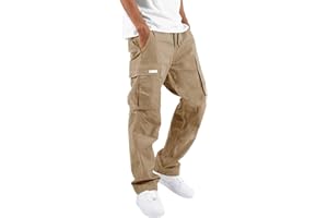 DWEVKEFUL Pantalons Cargo Homme - Casual Sport Jogging Slim Fit Militaire Montagne Baggy Pantalon Multi Poches Grande Taille