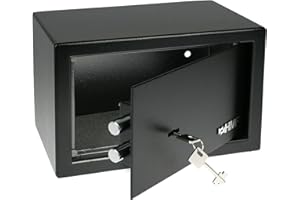 HMF Cassaforte a muro con chiave, cassaforte da armadio | 31 x 20 x 20 cm | Nero