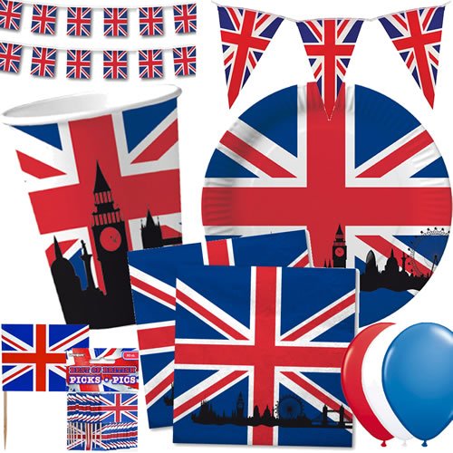 30 Pickser * British Union Jack * Fähnen mit Holzpickser // Flag Party Geburtstag Feier Fete Deko Motto Mottoparty Fahne England Großbritannien UK GB - 3