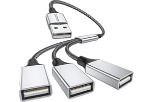 MOGOOD Cavo sdoppiatore USB a 3 porte, USB tipo B sdoppiatore 1 maschio a 3 femmine USB 2.0 adattatore cavo di alimentazione Hub di prolunga per ricarica/trasferimento dati/laptop/Mac