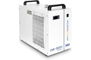 MCWLASER S&A Genuine CW-5200TH Industrial Water Chiller Cooler 7L Capacity Thermolysis Type Cooling Water for 100W-180W CO2 Laser Engraving Cutting Machine
