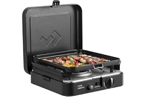 CADAC - 1 Cook Turbo FFD Flat Plate - barbecue - Barbecues portables - Surface de cuisson en acier inoxydable - Incl. Housse de protection - Camping - Les incontournables du barbecue - Noir