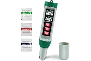 ROTKUSZ Misuratore ph, pH/TDS/EC/Salinità/Termometro 5 in 1 con Display LCD, Compensazione Automatica della Temperatura, Misuratore Ph Acqua alta Sensibilità, per Acqua Potabile/Piscina/Acquario/Piscina