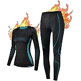 NOOYME sous Vetement Thermique Femme Fonctionnel Ensemble Ski Femme Antibactériens sous Vetement Chaud Femme Flexible Respira