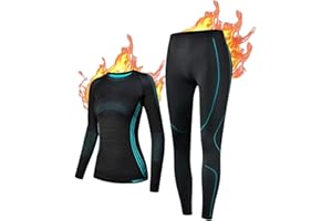 NOOYME Ropa Interior Térmica Mujer Ropa Interior esquí Mujer Funcional Ropa Interior Mujer Mujer Termoactivas Transpirable Ski Elástico Suave Cálido Funcional Ropa Interior Mujeres Conjuntos