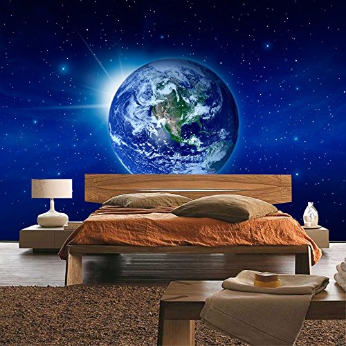 Vlies Fototapete PREMIUM PLUS Wand Foto Tapete Wand Bild Vliestapete – Erde Weltraum Planet – no. 231 Erde Weltraum Planet Blau, Größe:400x280cm Vlies - 8