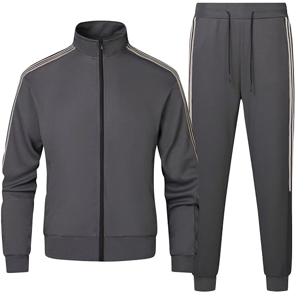 Survêtement Homme 2 Pièces - Veste Zippée Et Pantalon De Jogging En Polyester, Style Sportif Et Moderne
