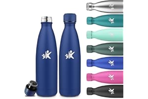 Grsta Botella Agua Acero Inoxidable, Cantimplora Termica 500ml, A Prueba de Fugas, Botella Agua Niños, Mantiene 24H Frio/12H Calor, Cantimplora sin Bpa, para la Escuela, Oficina, Deportes, Camping