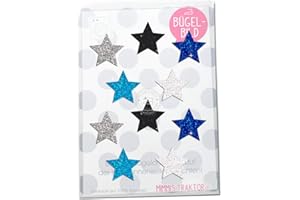 ‎MIMMIS TRAKTOR Bügelbild 10 GLITZER Sterne, Größe 3 cm BUNTES SET Aufbügler Applikationen Bügelsticker für Stoffe Textilien Kinder zum Aufbügeln Flicken, Farbe:Set 1