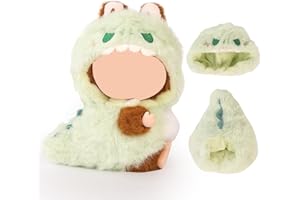 XMBYGY Doll Clothes for Labubu (for Standing/Sitting 17/15cm Doll)(NO Doll)- Multiple Style Accessories Handcrafted Crochet Cute Clothes Dress up Outfit for Plush Dolls (Animal Themed) (Dinosaur)