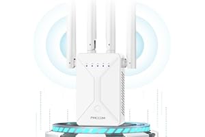 FMCCOM Ripetitore WiFi Potente per Casa Amplificatore WiFi 1200Mbps 5GHz e 2.4GHz Dual Band 4 Antenne Estensore WiFi Ripetitore di Segnale Internet Wireless, WPA2, XDB-WP6890