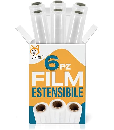 Pellicola Estensibile Manuale - 6 Rotoli Da 2 Kg, Trasparente, Spessore 23 Micron, Altezza 500 Mm - Foto 7