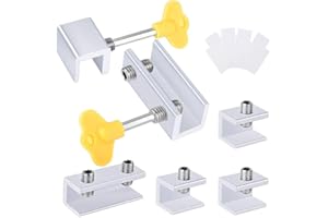 ZFYQ 6 Pack Cerradura de Seguridad para Ventana Corredera, Cerraduras de Protección para Ventana para Niños y Mascotas, Cerradura para Puerta Corredera Ajustable de Aluminio Sin Perforación con Llaves