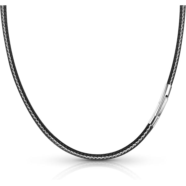 2 Collane In Ecopelle Intrecciata - 45 E 60 Cm, Nero, Impermeabili, Per Ciondoli E Pendenti - Foto 13