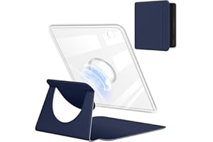 YoungMe 360 Degree Rotating Case for 7" Kobo Libra Colour 2024 Released, Detachable Magnetic Design Protective Adjustable Stand Cover Clear Back with Auto Sleep/Wake (Dark Blue)